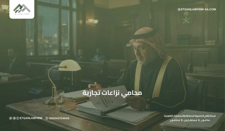محامي نزاعات تجارية في السعودية | حلول قانونية متكاملة – شركة إتقان